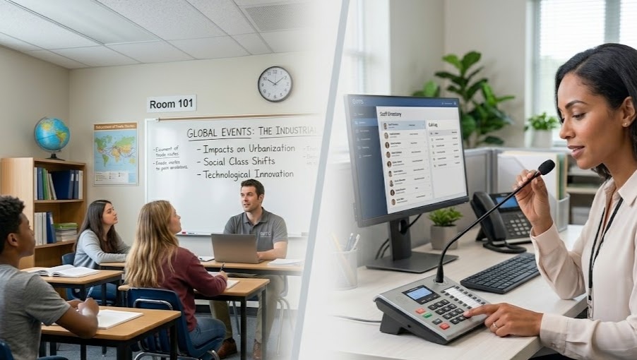 school clock, bell and intercom systems for homes, offices, workshops and schools