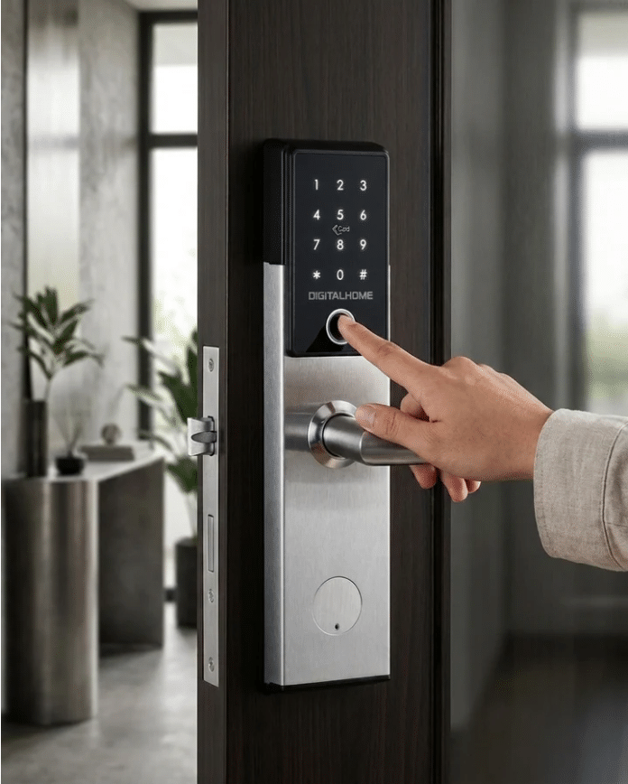 Smart locks with fingerprint, code and wifi on an office door in kenya